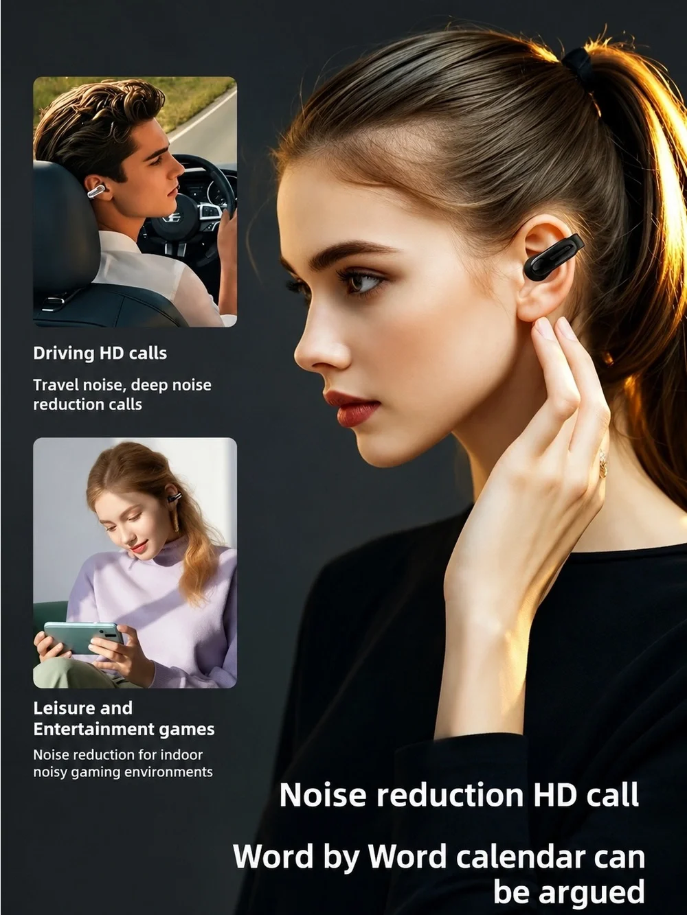 Open-ear Wireless Earbuds in Beige with Charging Case